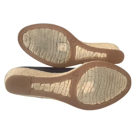 J Crew Canvas Espadrille Seville Platform Wedge Size 8 Heels Slip On Black - Picture 12 of 13